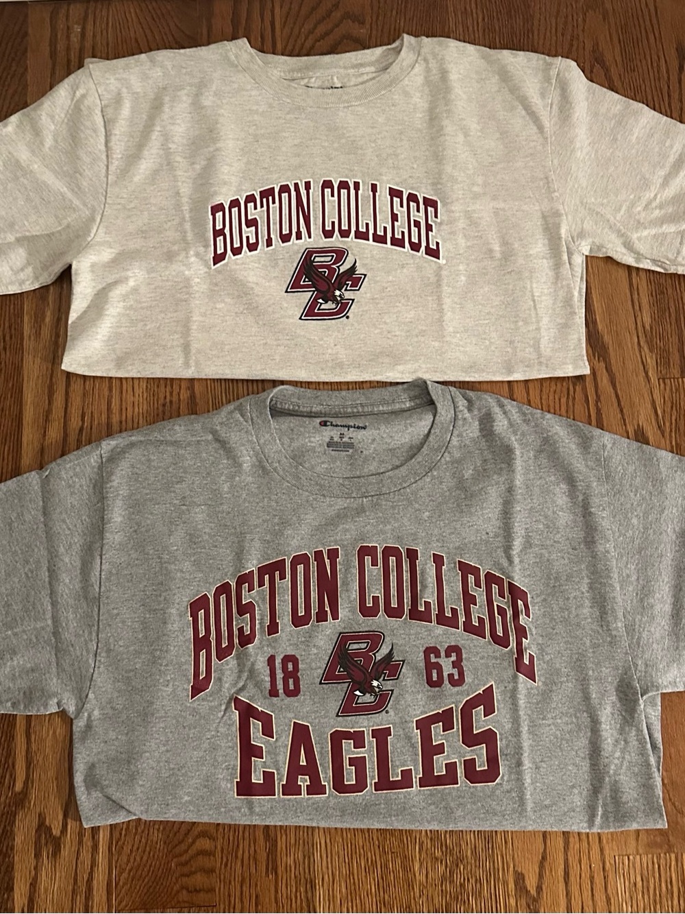 Champion Boston College Tee Set - Gray & Light Gray with Maroon Logo